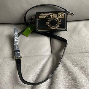 Kate Spade Gwen Black Gold Camera Crossbody